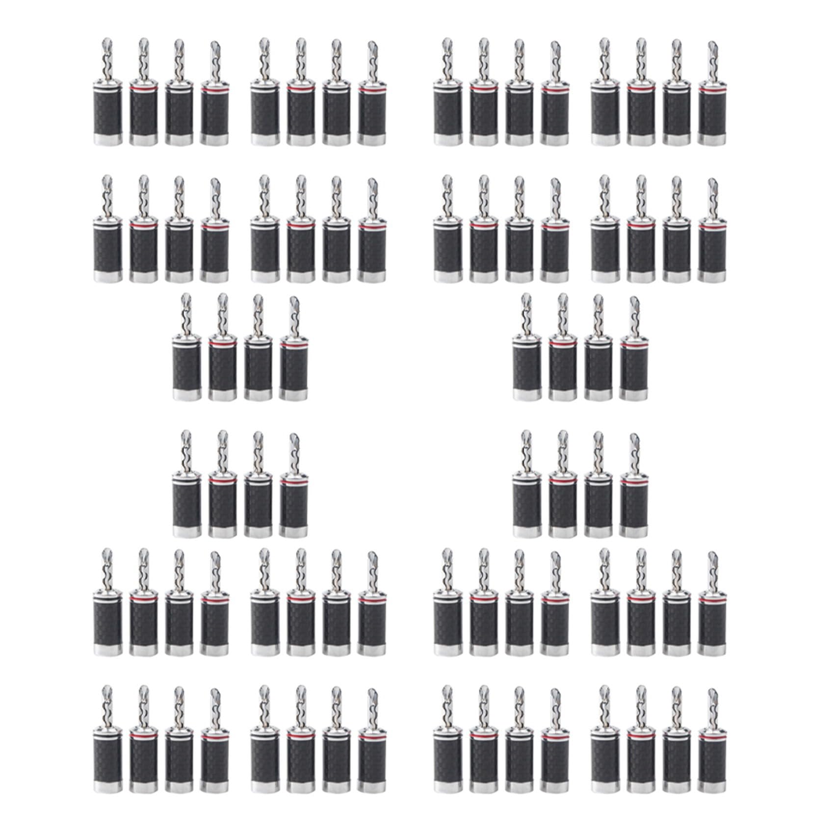 80 Pièces SéRies Fiches Banane Haut de Gamme HiFi DIY en Fibre de Cuivre Plaqué Rhodium Prise Audio ÉLectrique Prise de Connecteur Banane