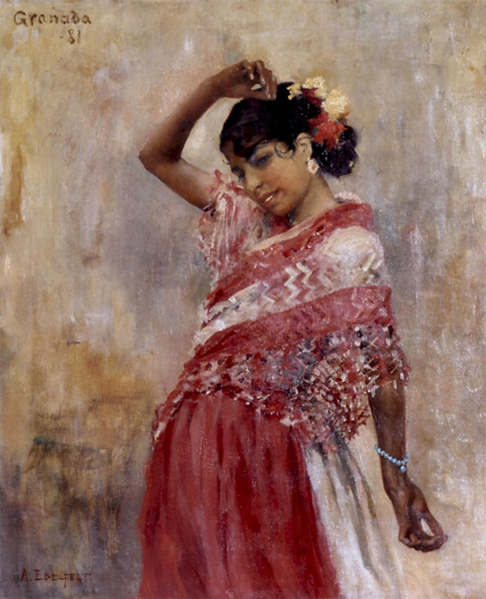 ARTXLXXBN Famous Painting Art Wall Decor Abstract Art Picture Tanssiva Gitana I by Albert Edelfelt Animal Pictures for Home Decor 60x90cm