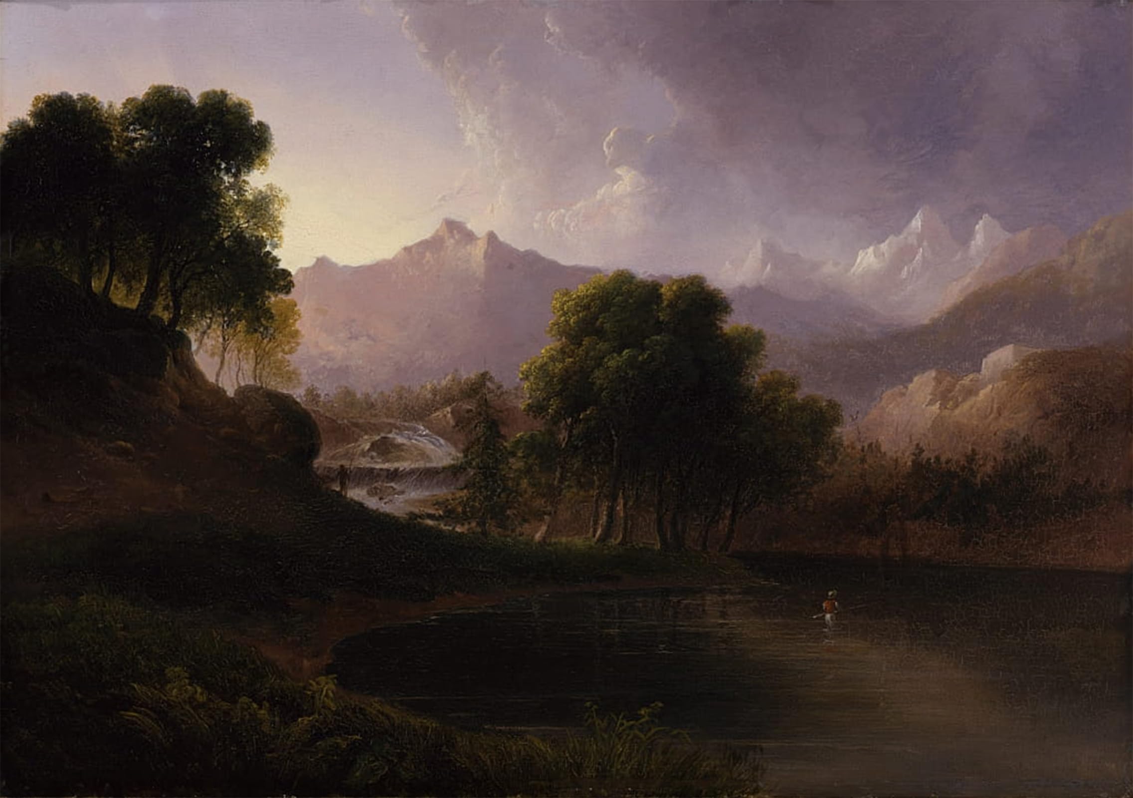 Pintura al óleo de paisaje de montaña para decorar el dormitorio con calma 5