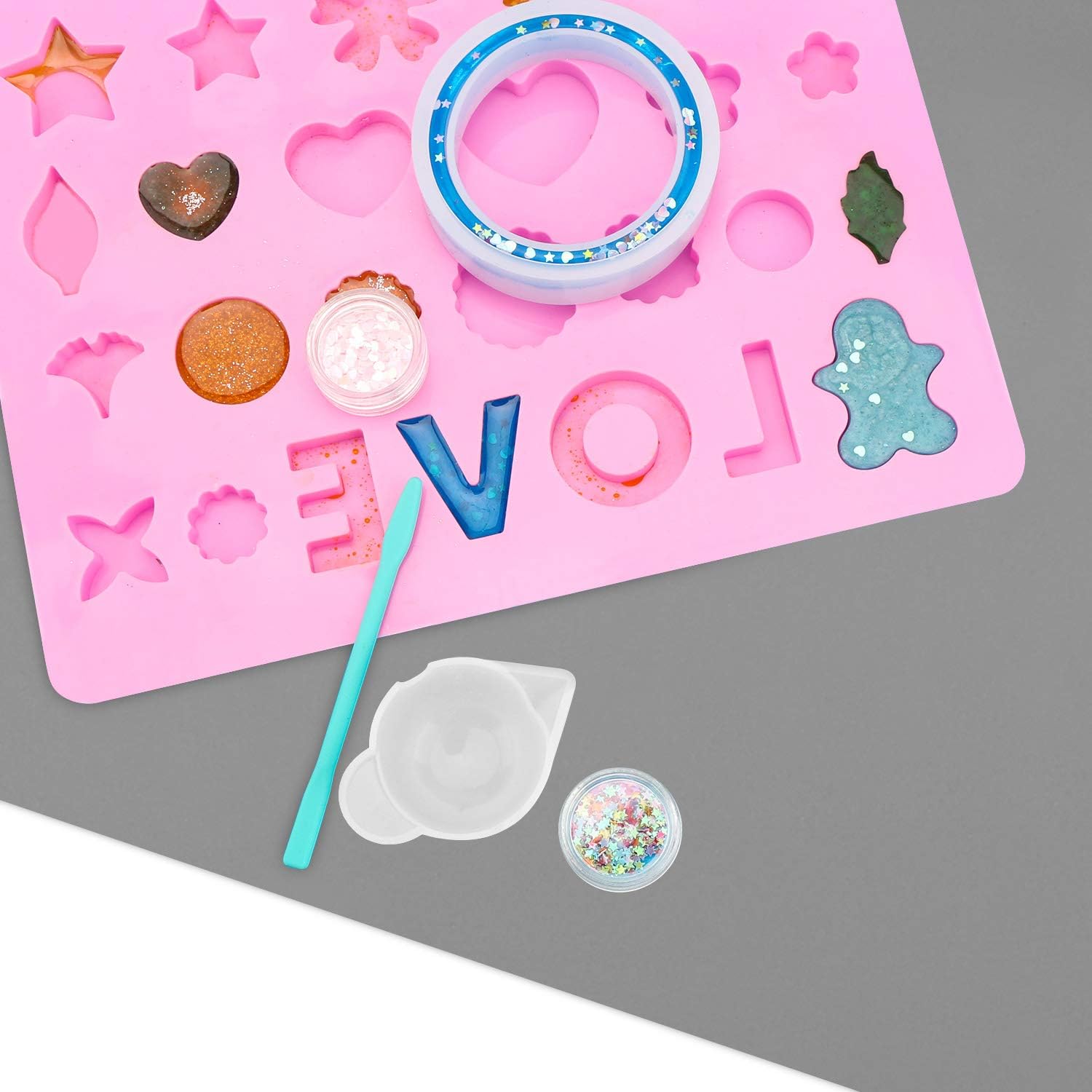 Gartful Silicone Crafts Mat, Silicone Sheets for Crafts, Painting, Nail Arts, Clay, Resin Jewelry Casting Molds Mat, Table Pad Placemat, Nonstick Nonslip, Gray & Beige & Light Blue (15.7x11.8 inch) - Image 4