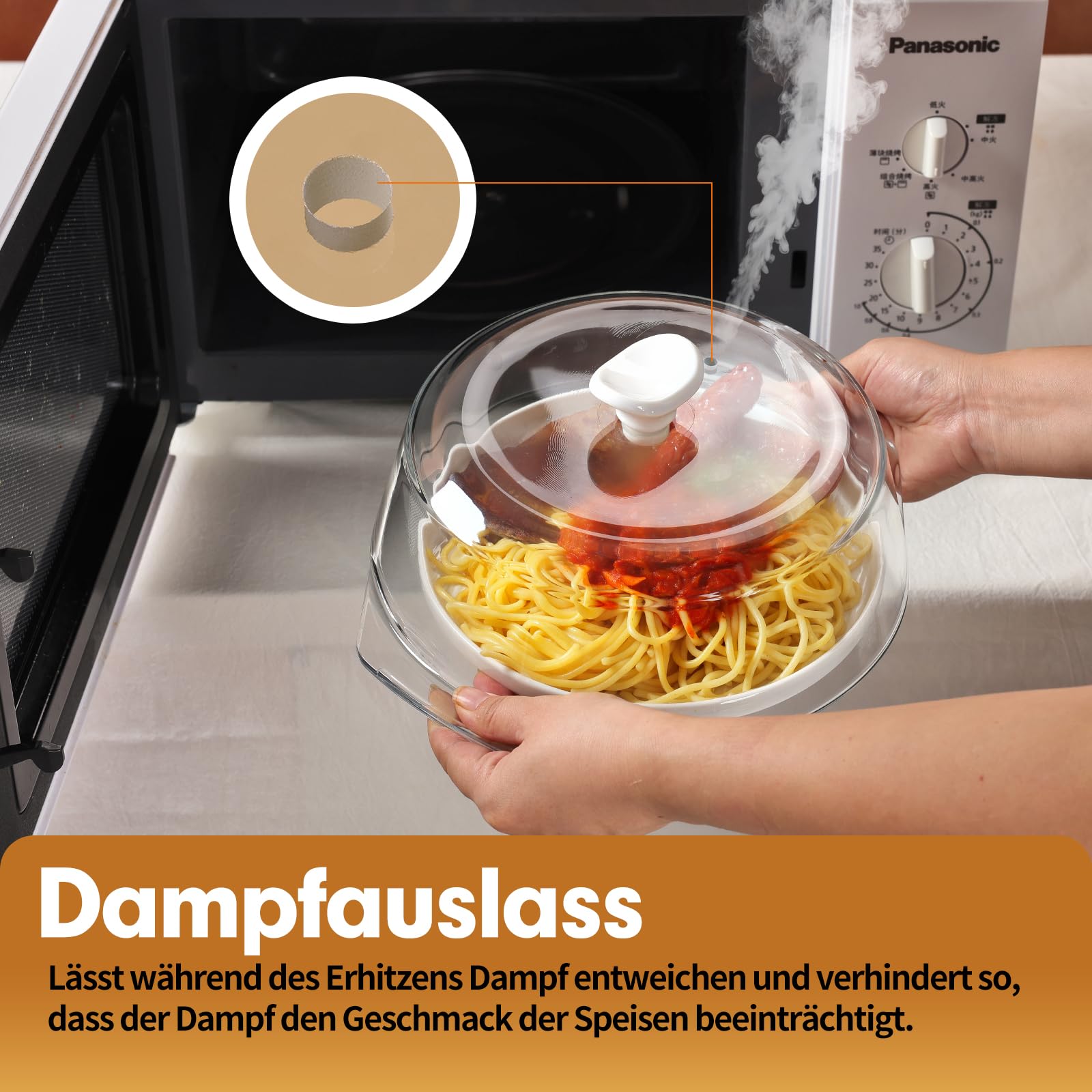 ACEPRUT Glas Mikrowellen Abdeckung mit Keramikgriff und Keramikschrauben, Kunststofffrei, BPA-frei, Lebensmittelechte Microwellenabdeckungen, Spülmaschinenfest