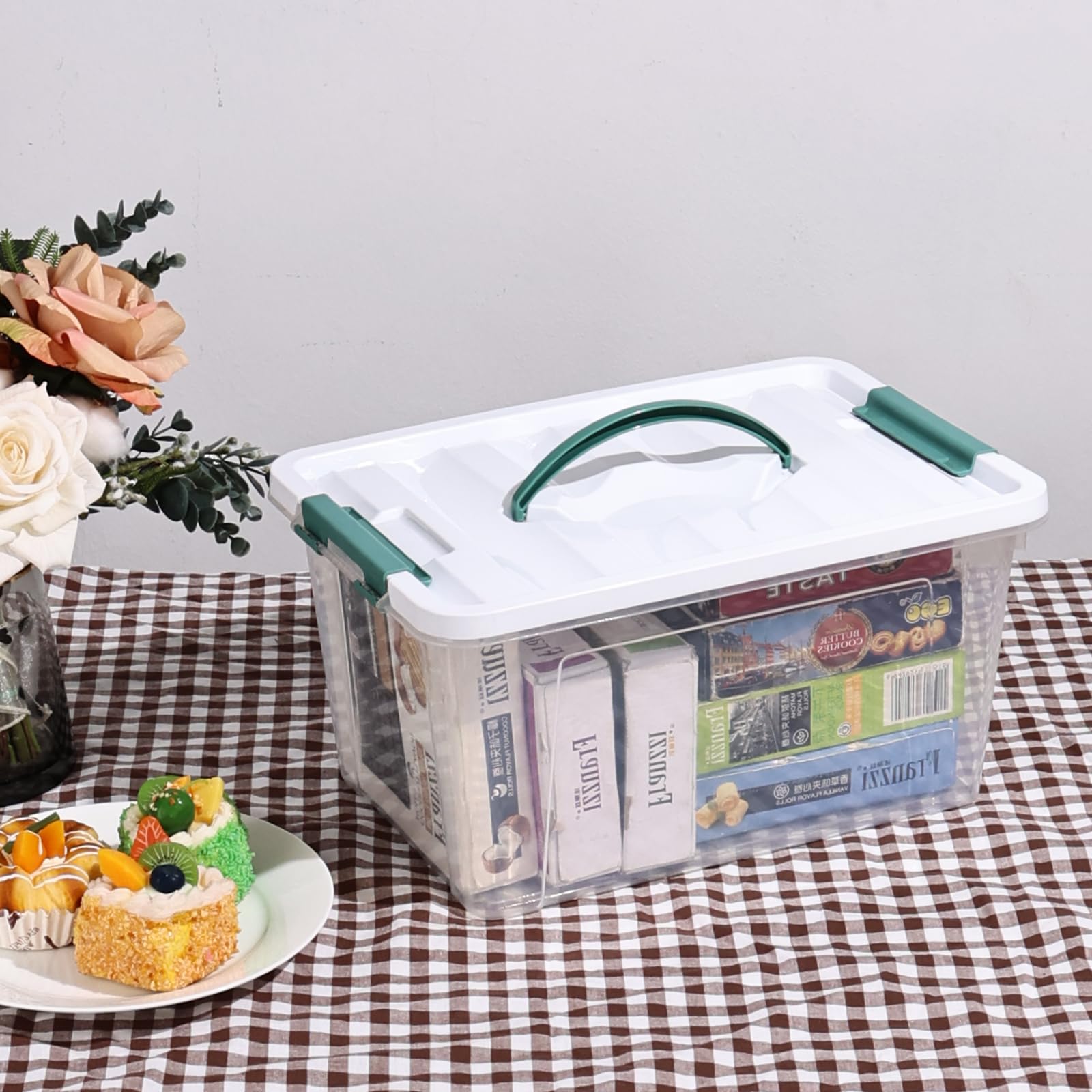 Gloreen Boîtes de Rangement en Plastique avec Couvercle, 10 L, Lot de 4