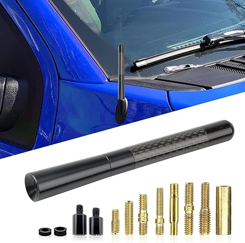 Miniatura 1 de 1 antena de recepción de señal de automóvil, 4.72 x 0.59 pulgadas, aleación de fibra de carbono, superficie pulida, antena de radio AM FM,