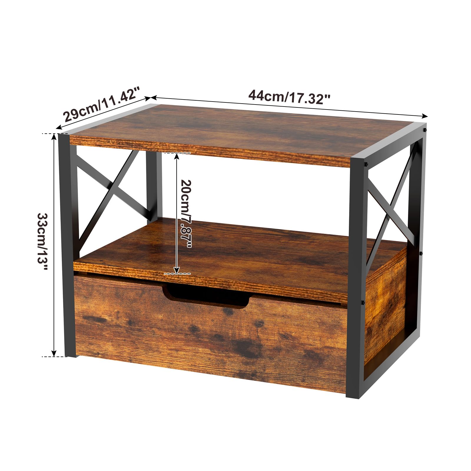 Soporte de impresora de escritorio de 2 niveles, organizador de escritorio multiusos, soporte de impresora de madera con cajón de almacenamiento para carpetas, libros, para fax, escáner, 3