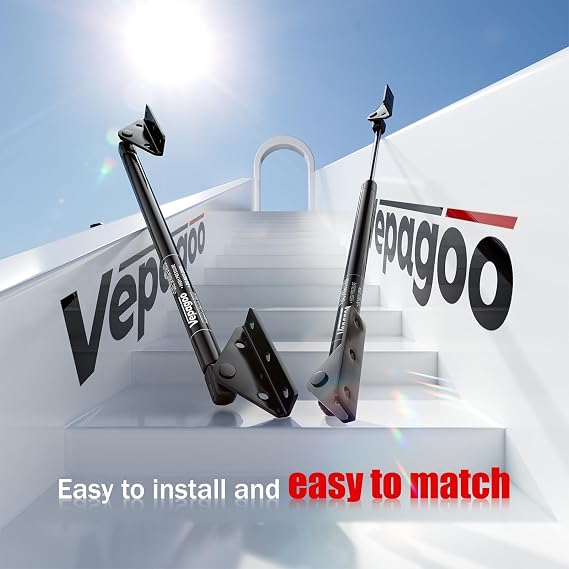 Vepagoo 10mm Ball Stud Mounting Bracket, Gas Struts Lift Support Bracket Ball Stud, 4pcs L-Type and 20pcs Screws (Only Fits 10mm Ball Head), Black