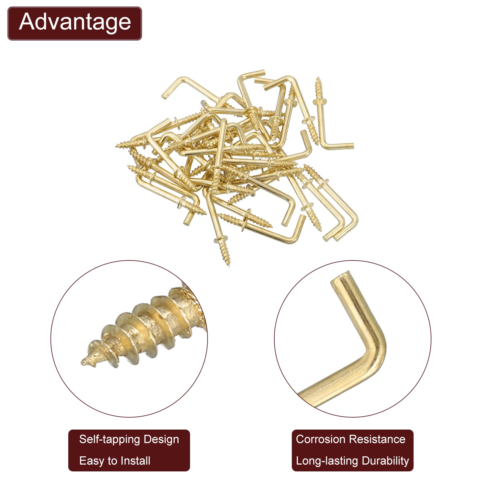 Gold Carbon Steel L-Hooks - 50 Pack -4 Gold Carbon Steel L-Hooks - 50 Pack -4