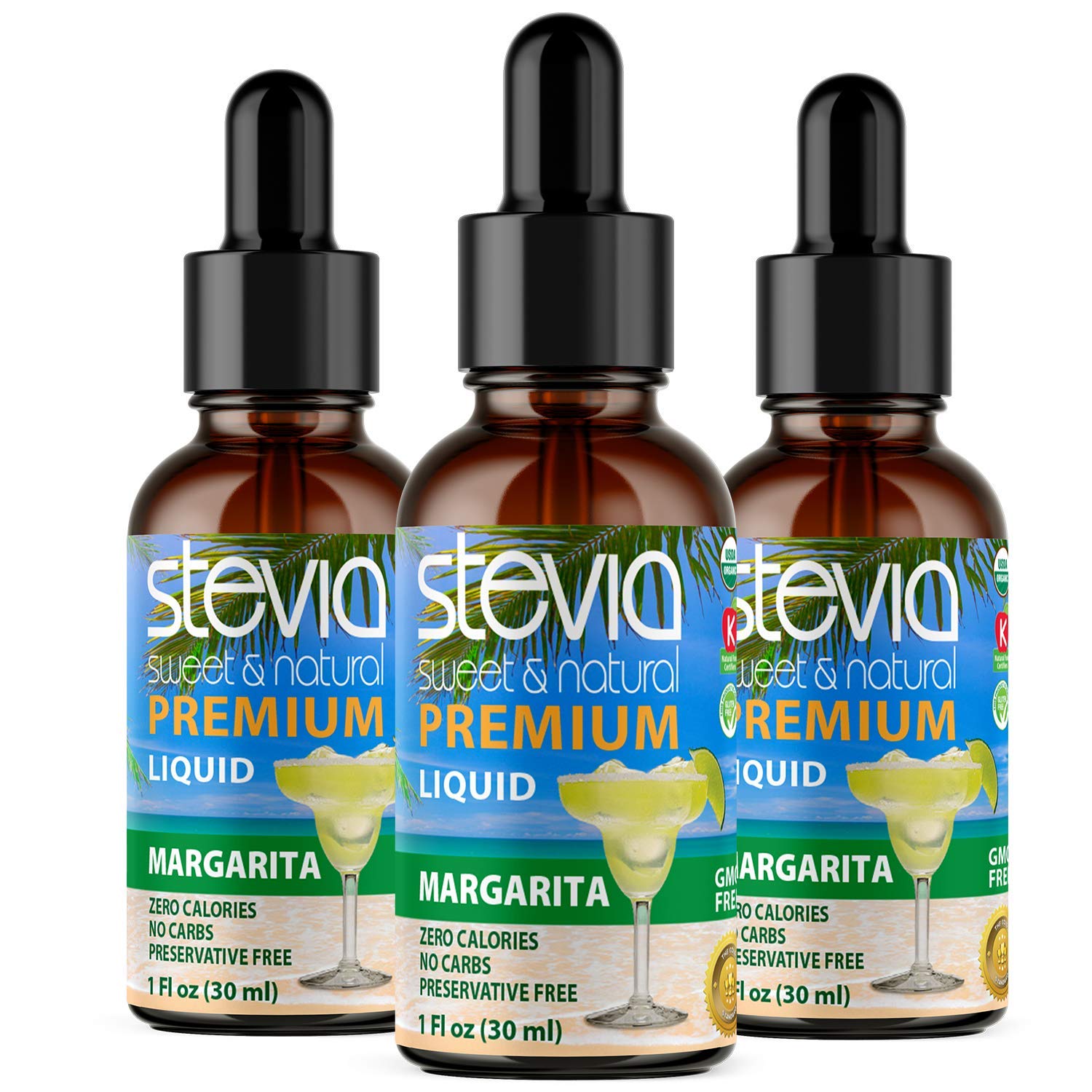 Margarita Premium Quality Stevia Drops. Organic Liquid Stevia, Sugar Substitute, Naturally Sweet, No