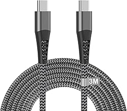 Cavo USB C USB C 3M 100W, Cavo USB Type-C 3 Metri Ricarica Rapida PD 5A Nylon Cavo Type C to Type C Cavetto USB C Cavo per iPhone 16 15 Pro Max/15 Plus,Samsung Galaxy S24 Ultra/S24+/S24/S23/S22/S21