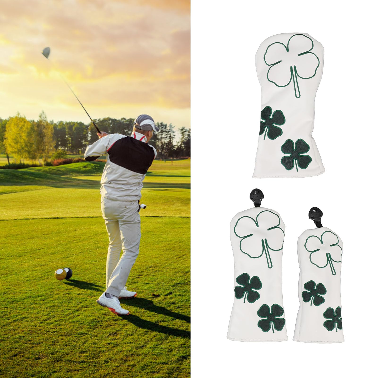 Abdeckungs-Set für Golfschläger, 3-teiliges Schlägerkopfhauben-Set, Hochwertiges PU-Leder, Wasserabweisend, Holz-Schlägerhauben für Golfbegeisterte