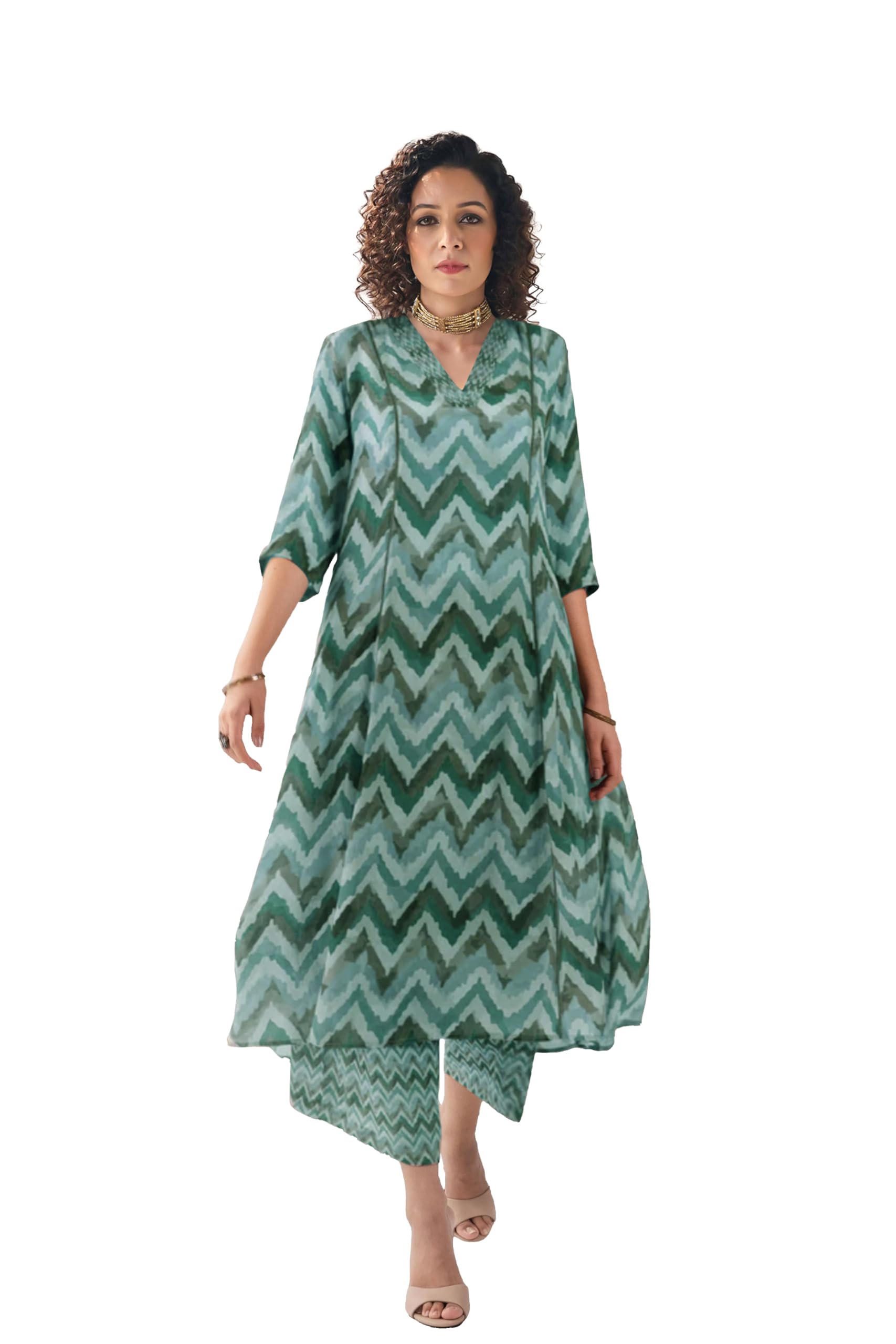 Toochki Women's Rayon Regular Kurta With Pant (Tkcbl-Ry-340-Gn-Ks/L_Green