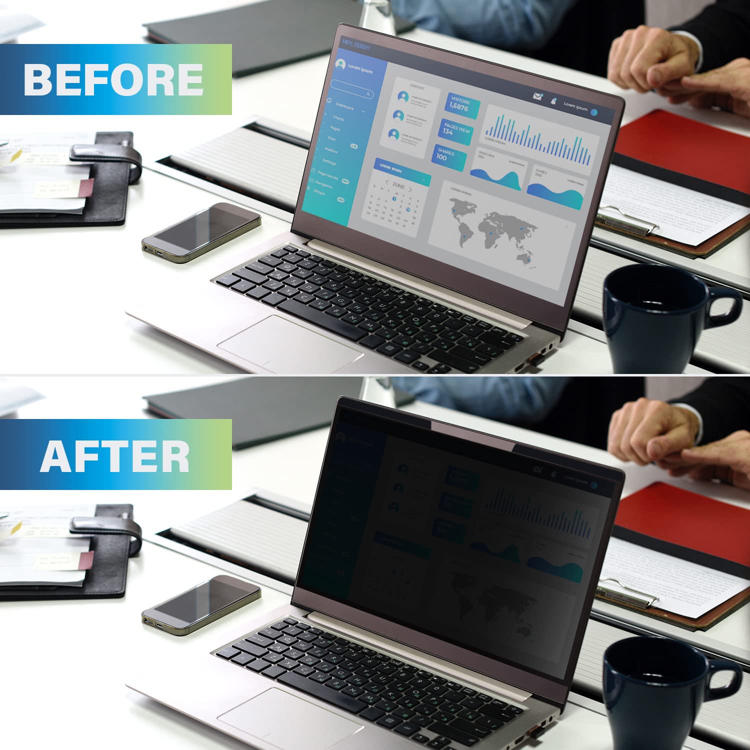 Laptop privacyscherm 35,5 cm, laptopscherm privacyschild 16