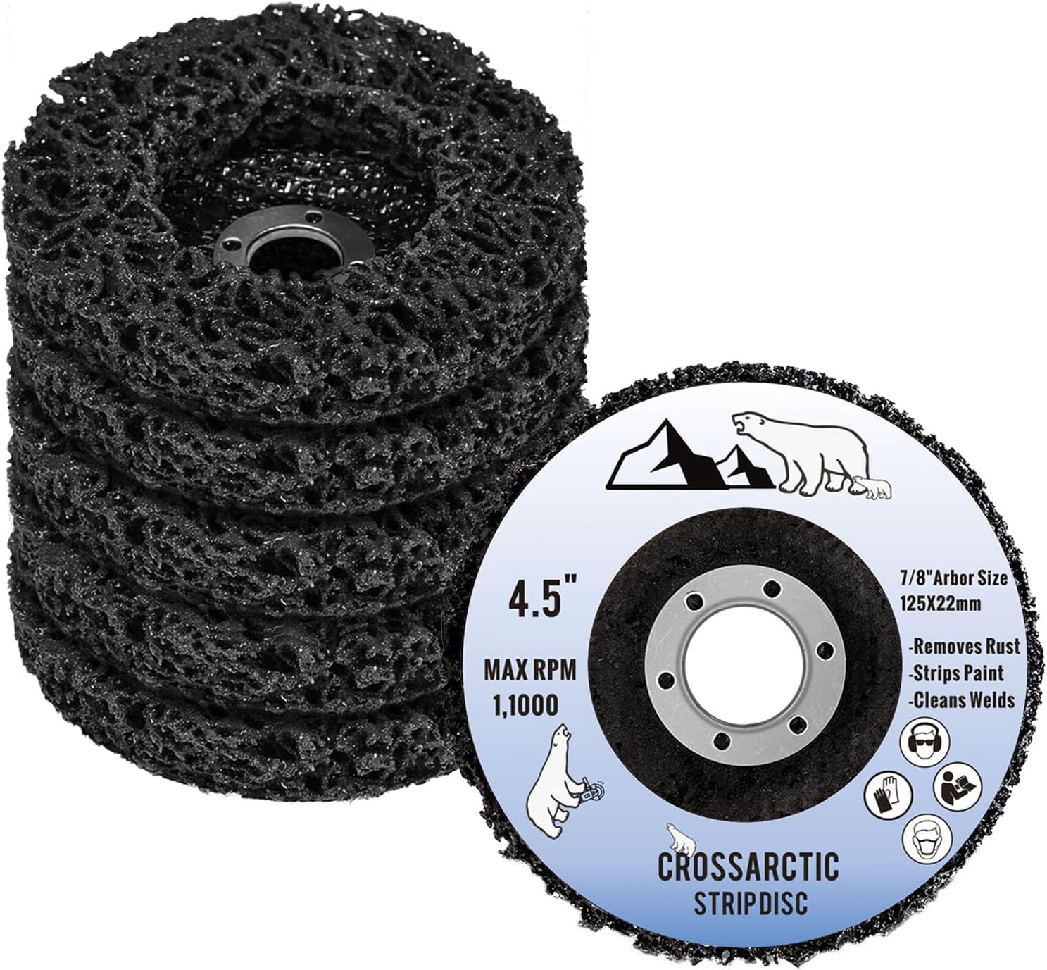 115MM Strip Sanding Disc, Black Paint Stripper Wheel with Poly Abrasive Pad Paint Rust Remover for Angle Grinder - 5 Pack