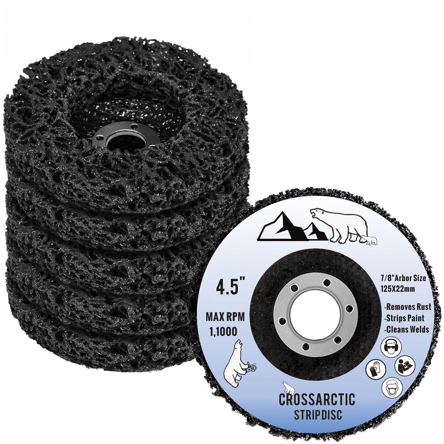 115MM Strip Sanding Disc, Black Paint Stripper Wheel with Poly Abrasive Pad Paint Rust Remover for Angle Grinder - 5 Pack