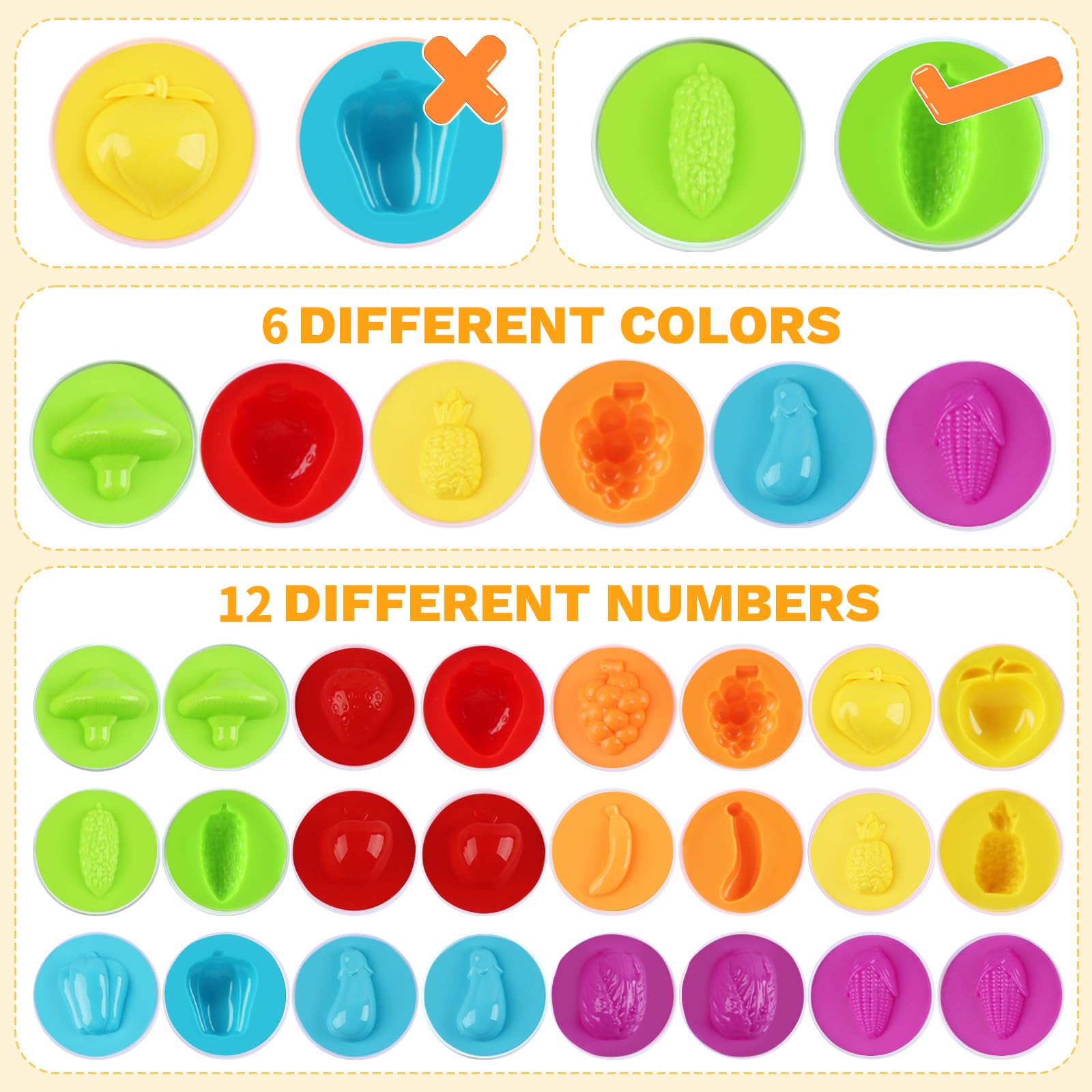 Uova Montessori, 12 Uova Abbinate Giocattoli, Stockaggio Automobile Gallina, Giocattoli Sensoriali, Sviluppo Competenze Triage, L'Educazione Prescolare, Pasqua (Verdure Colorate)