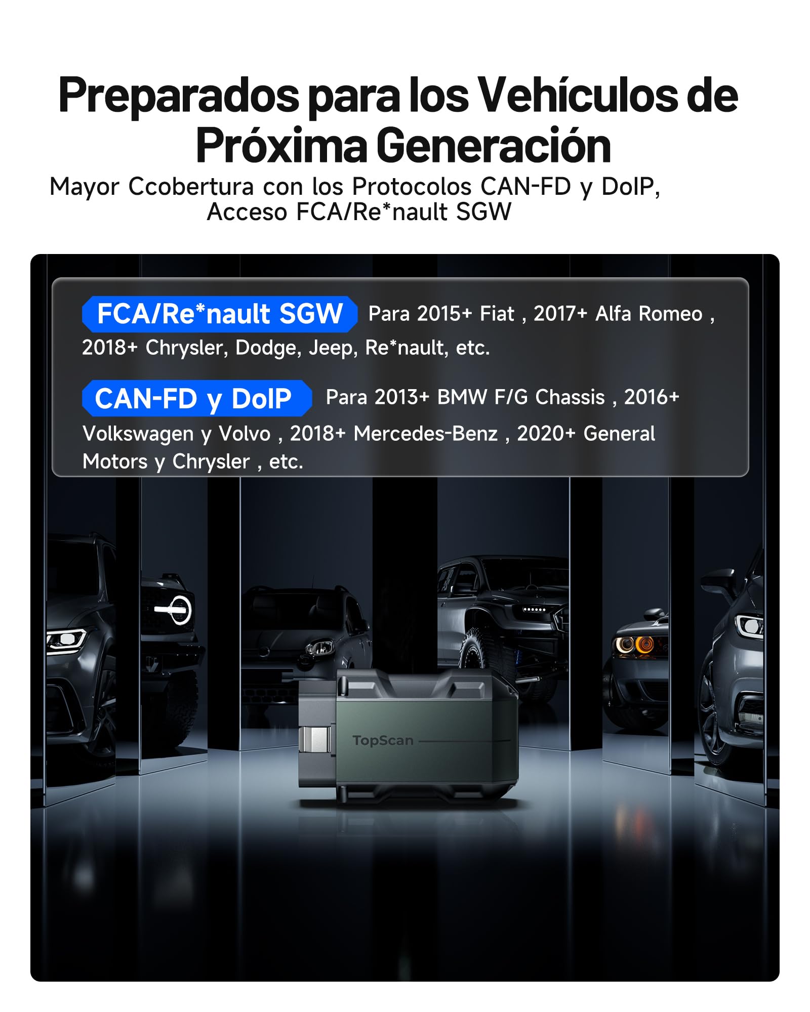 TOPDON TopScan Master Escáner OBD2 Bluetooth, Herramienta de Diagnóstico Bidireccional, Diagnosis Coche Multimarca, 30+ Servicios, Can-FD y DoIP, FCA/Nissan/Renault SGW Compatibilidad con AI