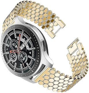 سوار شبكة من سمارت ستاف متوافق مع ساعات هواوي وسامسونج وشاومي وامازفت، مصنوع من الستانلس ستيل بلون فضي للجنسين مقاس 22 ملم