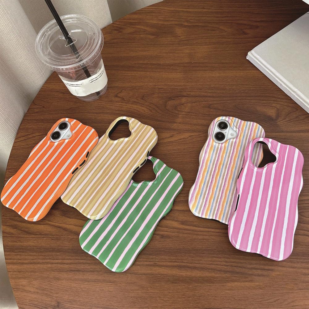 Modne etui 2 w 1 z błyszczącymi paskami na iPhone'a 13 14 15 16 Pro Max, z falowanymi krawędziami, wygodne w dotyku, twarde, smukłe, kolorowe, do iPhone'a 14