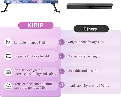 Miniatura 6 de Haz de equilibrio ajustable, haz de gimnasia de 6 pies8 pies, cubierta de gamuza con antideslizante, adecuada para niños y adolescentes de 3 a 15