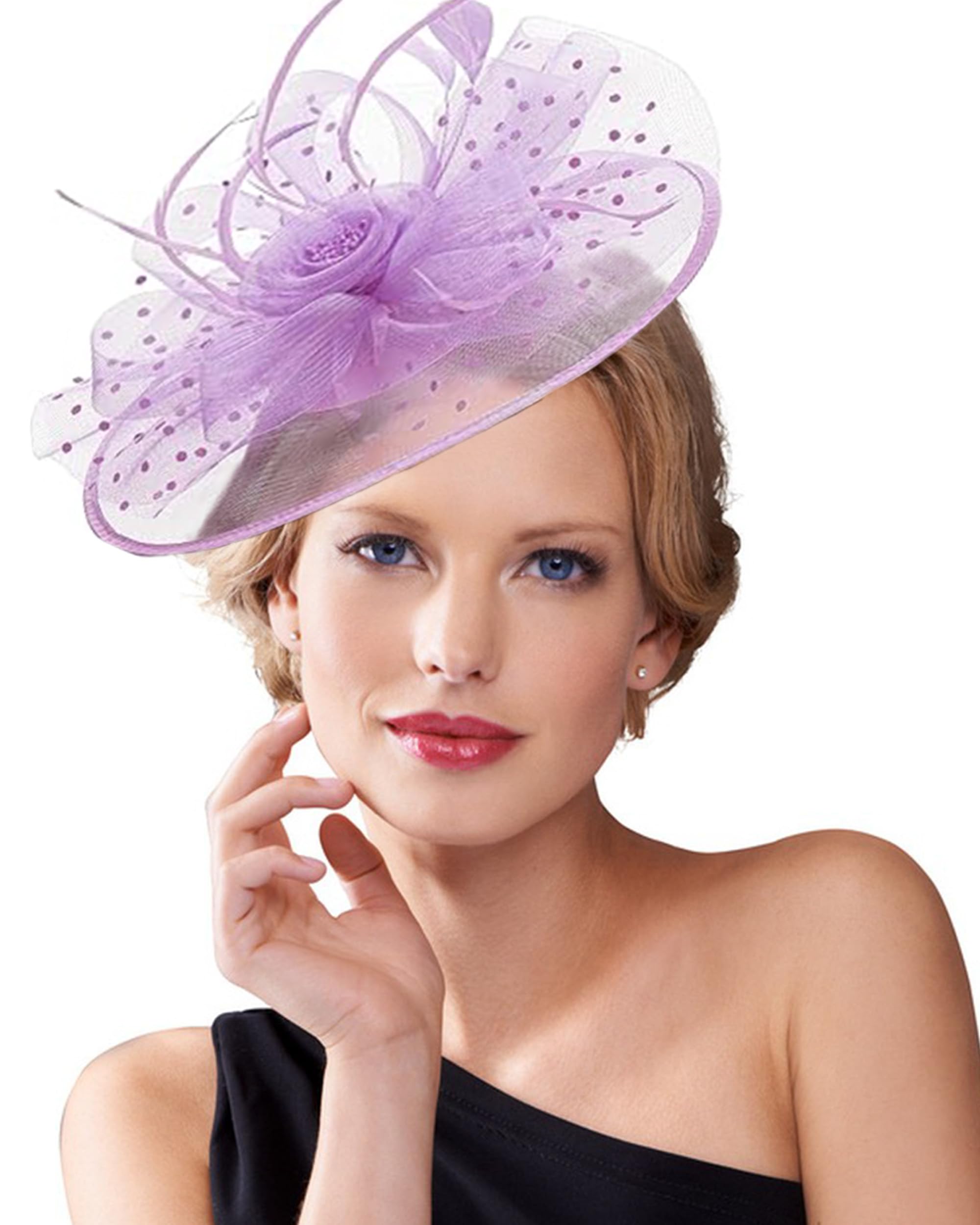 Dodheah Fascinator Sombreros para Mujeres Diadema Fascinator Bodas Vintage Bibi Sombrero Elegante Sombrero Pluma Malla Velo Diadema Pinza para Boda Fiesta Carnaval