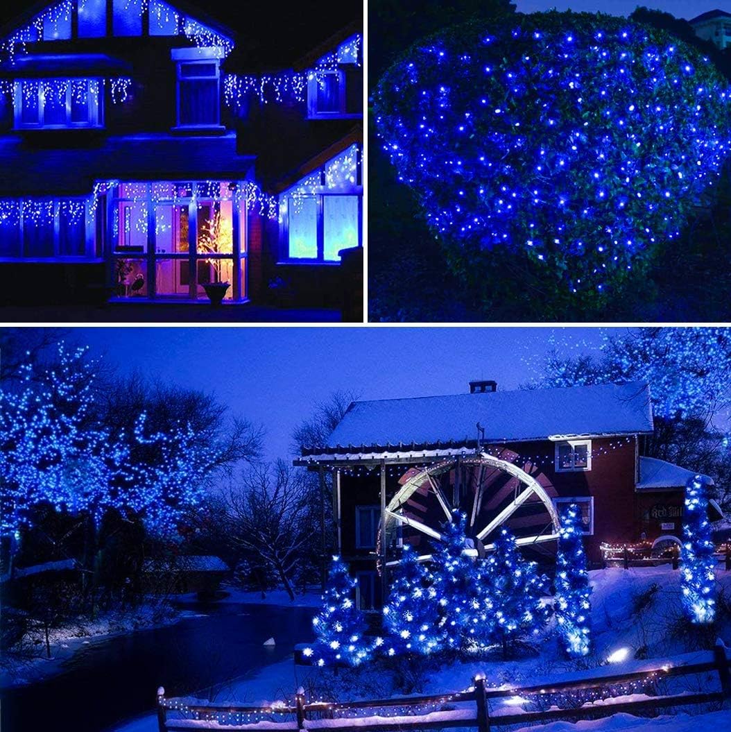 Baimo 2 Pack 33ft 100 LED Battery Operated String Lights with USB Cable, 8 Modes Waterproof Remote Timer Fairy Lights Indoor Outdoor for Christmas, Garden, Party (Blue)