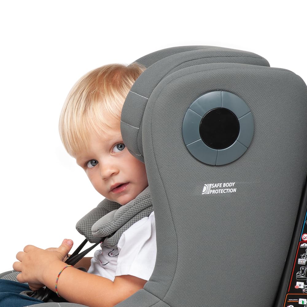 Foppapedretti FP360 Quick i-Size, Siège pivotant à 360° pour enfants de 40 à 150 cm de hauteur, 0 à 12 ans, conforme ECE R129, fixation Dualfix (Isofix et non), Safe Body Protection, Black