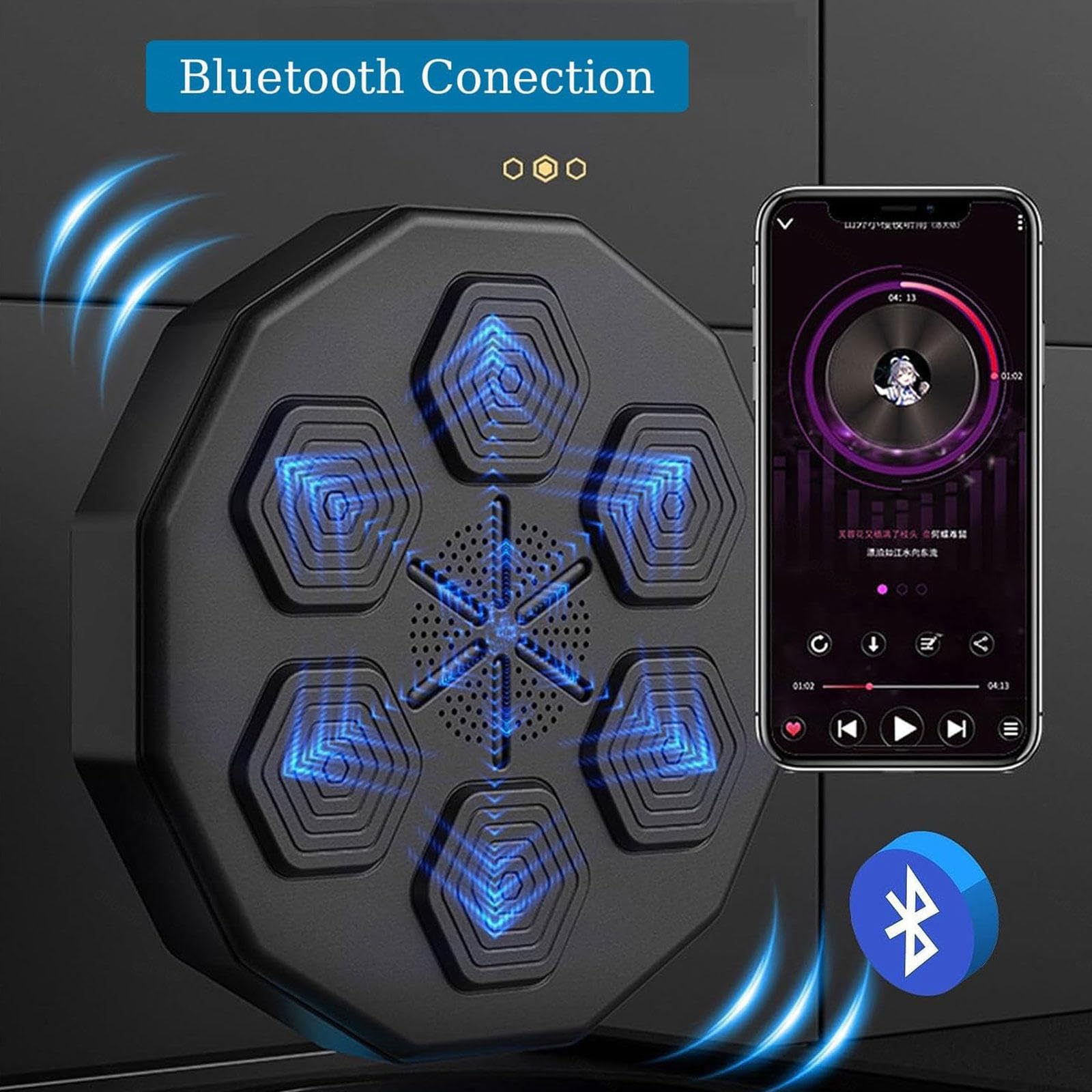 Macchina da boxe musicale intelligente con luce LED e macchina da gioco di boxe musicale Bluetooth, migliora la coordinazione occhio-mano e allevia lo stress, per esercizi a casa, BoxingMachine