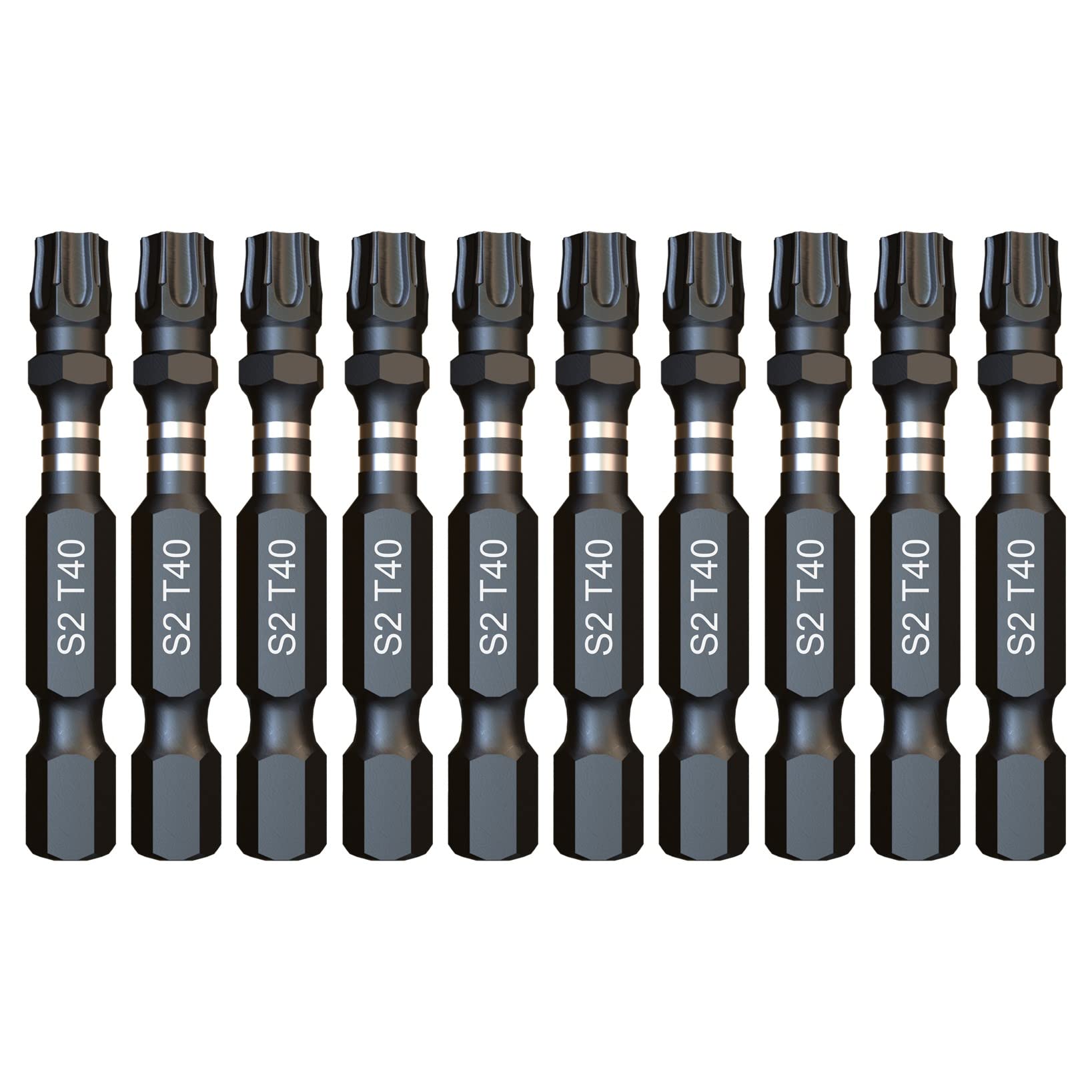 10 x SabreCut SCTX4050_10 50 mm TX40 T40 Jeu d'embouts de tournevis à percussion à une extrémité Torx Heavy Duty avec boîte de rangement (Lot de 3)