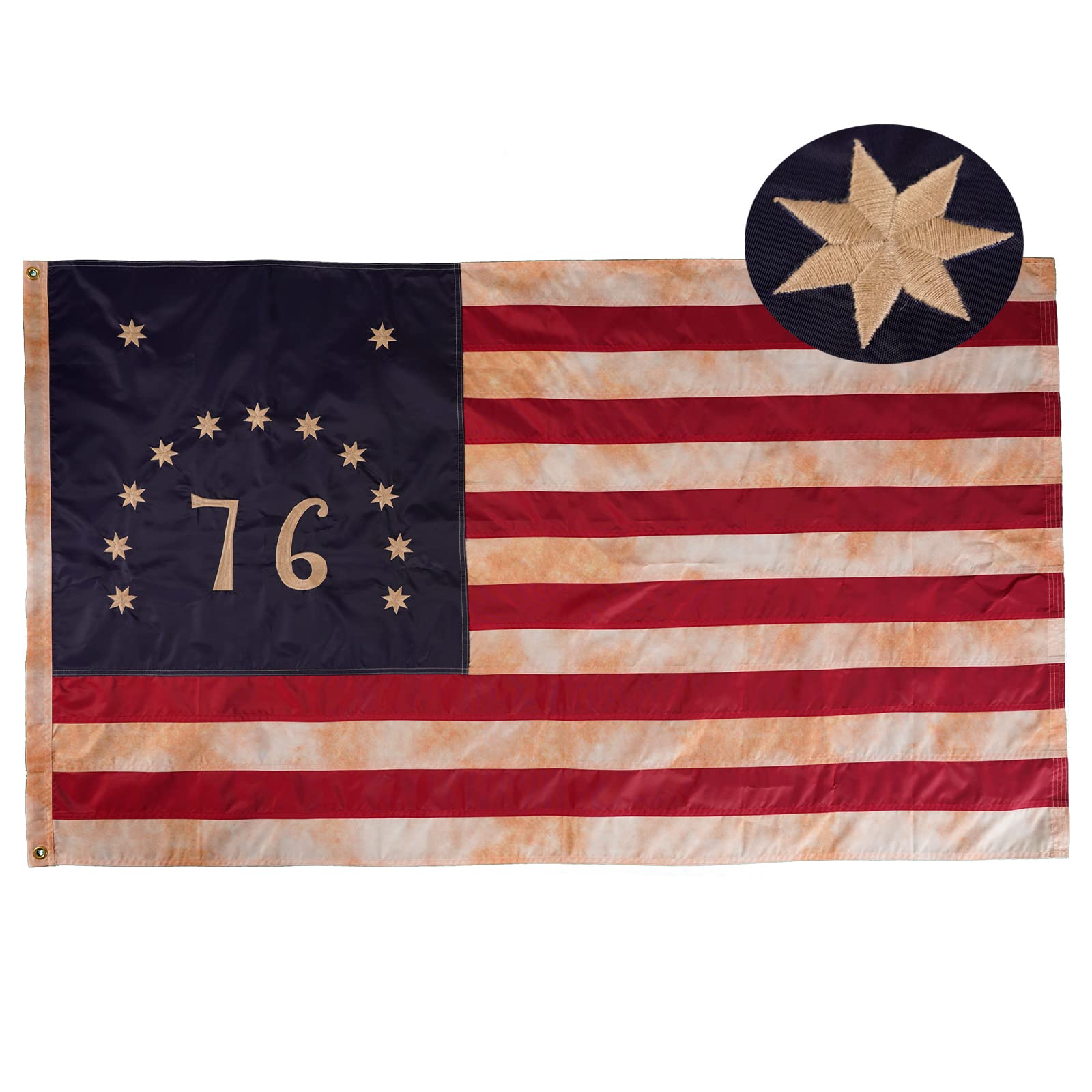 Amazon.com : Bradford Tea-Stained Bennington 1776 Flag 3x5 ft