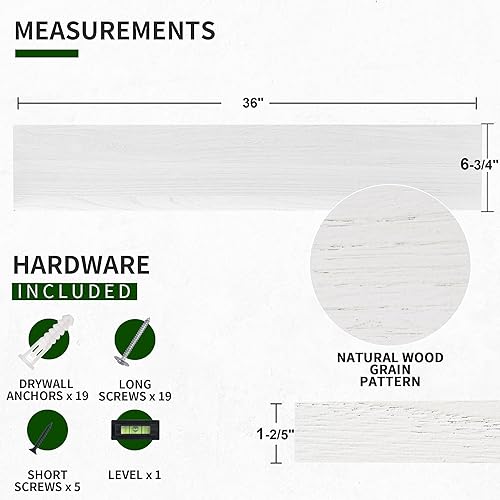 Miniatura 2 de Marsmiles - Estantes flotantes de madera para pared, juego de 2, estantes flotantes rústicos de madera de 36 pulgadas de ancho, exhibición invisible