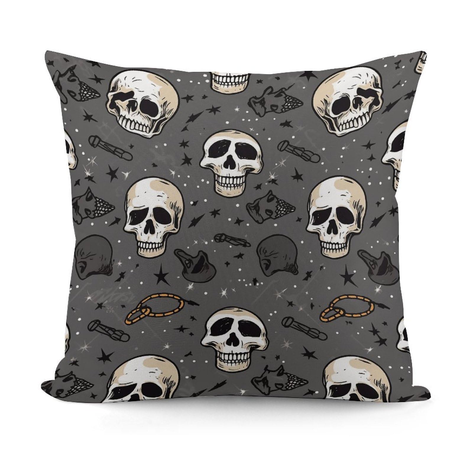 Adfgyerh Style Skull And Lightning Decorative Pillow Covers, Throw Pillow Covers Soft For All Seasons, Pillowcases For Couch Living Room Sofa Bedroom 18X18 Inch