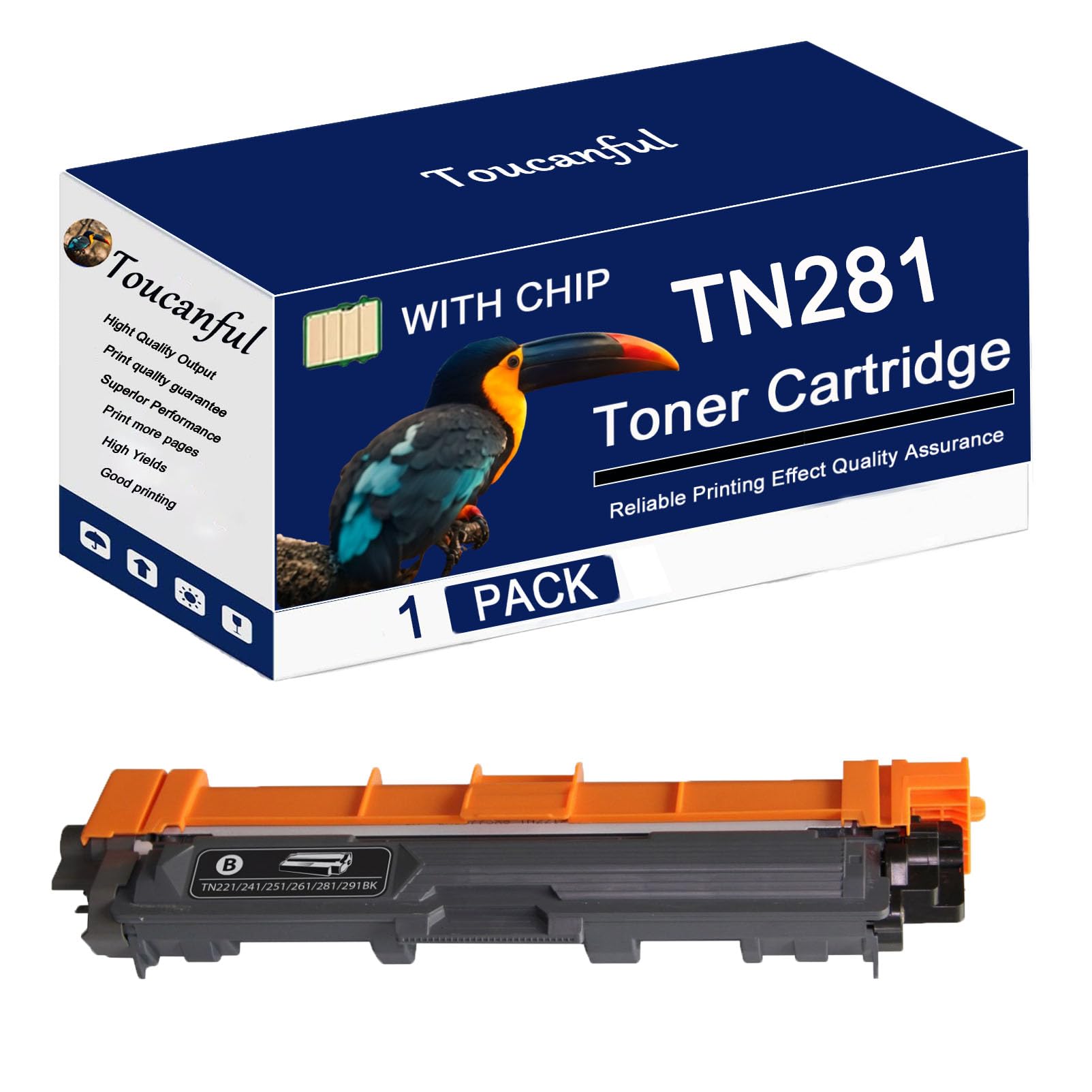 TN281 Toner Cartridges with Chip Replacement Compatible for Brother DCP9020cdn MFC9140 Mfc9340cdw 9330 Tn281 TN285 TN221 241 251 261 281 291 TN225 245 255 265 285 296 Printers,Black