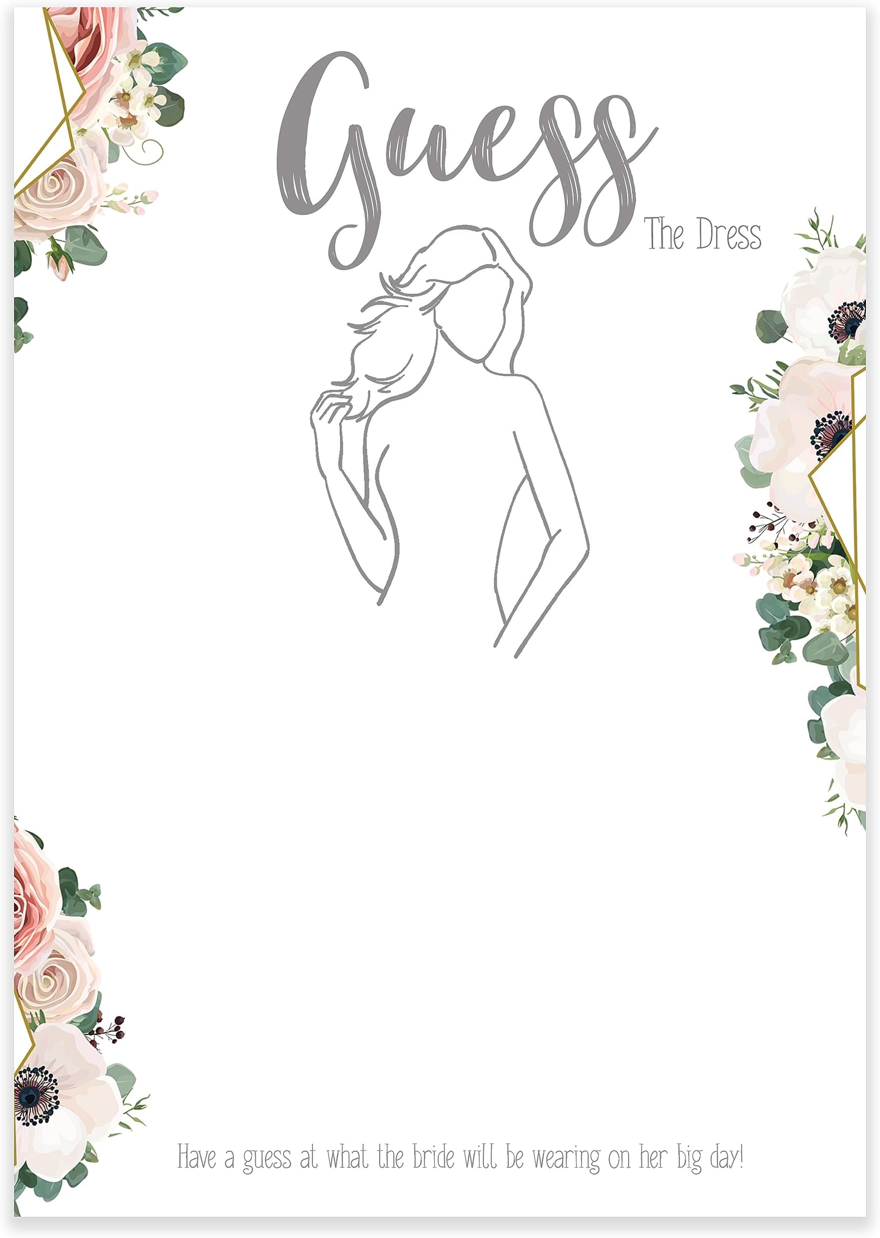 Hen Party Games Sketch The Dress Boho Design 20 (HP-BHGTD-20PK)