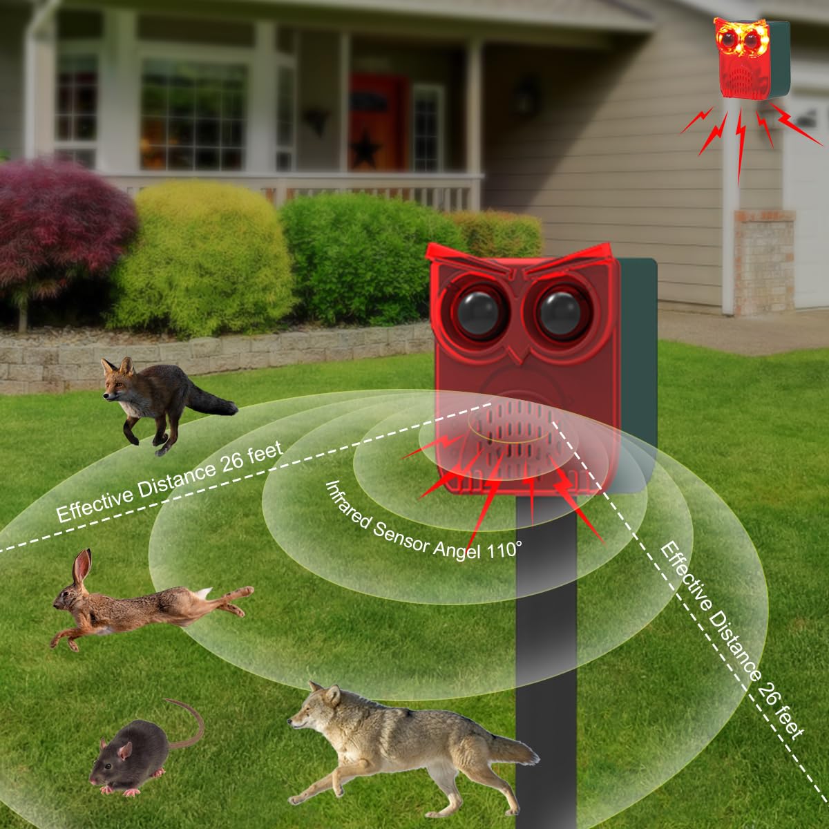 Alarma solar con sensor de movimiento para exteriores, 129 dB, alarma auditiva, seguridad intermitente, 13 sonidos para perros, barcas y disparos, jardín, granja, defensa de animales (2
