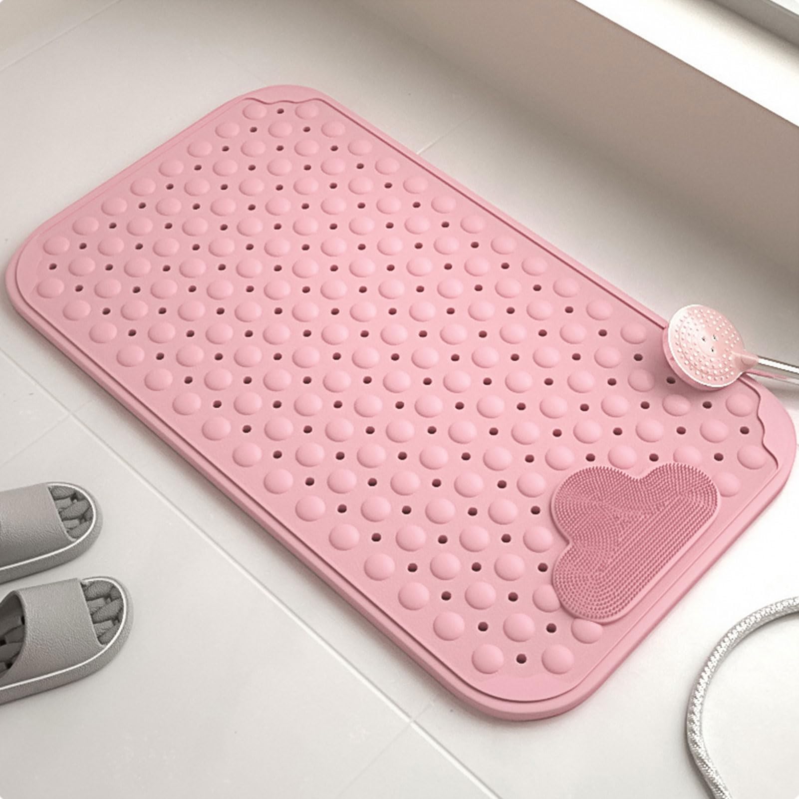 Shower Mat Non Slip, Bathroom Mats, Shower Mats for Inside Shower, Anti Slip Shower Mat for Elderly, Anti slip Bath Mat, Shower Mat with Suction Cups & Drain Holes, Machine Washable 120 x 80 cm