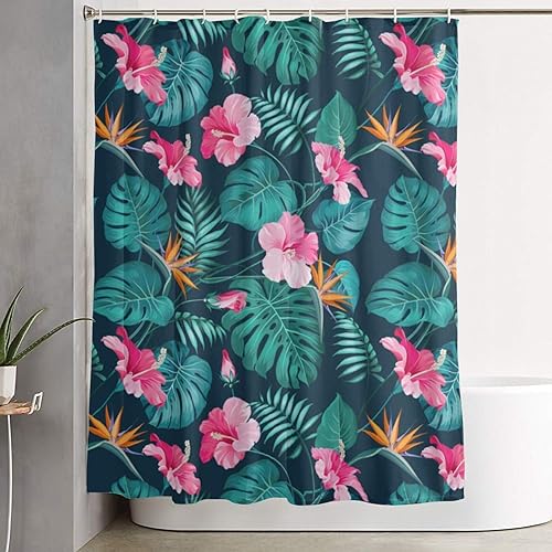 Miniatura 7 de PAILON Flores tropicais Plastic Shower Curtain Liner 60x72in Extra Long Shower Curtains for Bathroom Clearance Set with Hooks Cortinas De BañO,