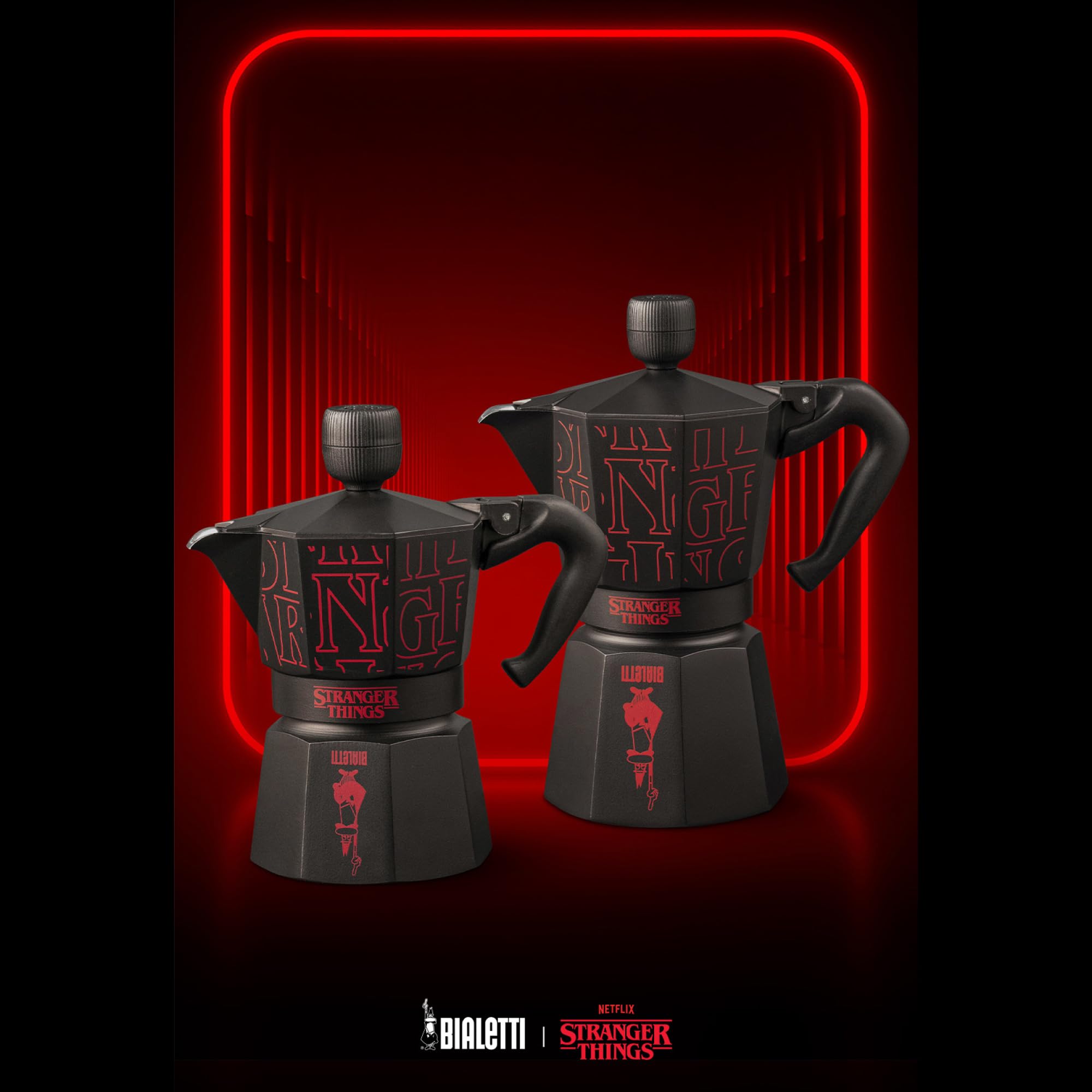 Bialetti Moka Express Stranger Things 6 Tassen USB-C Ladefunktion Schwarz