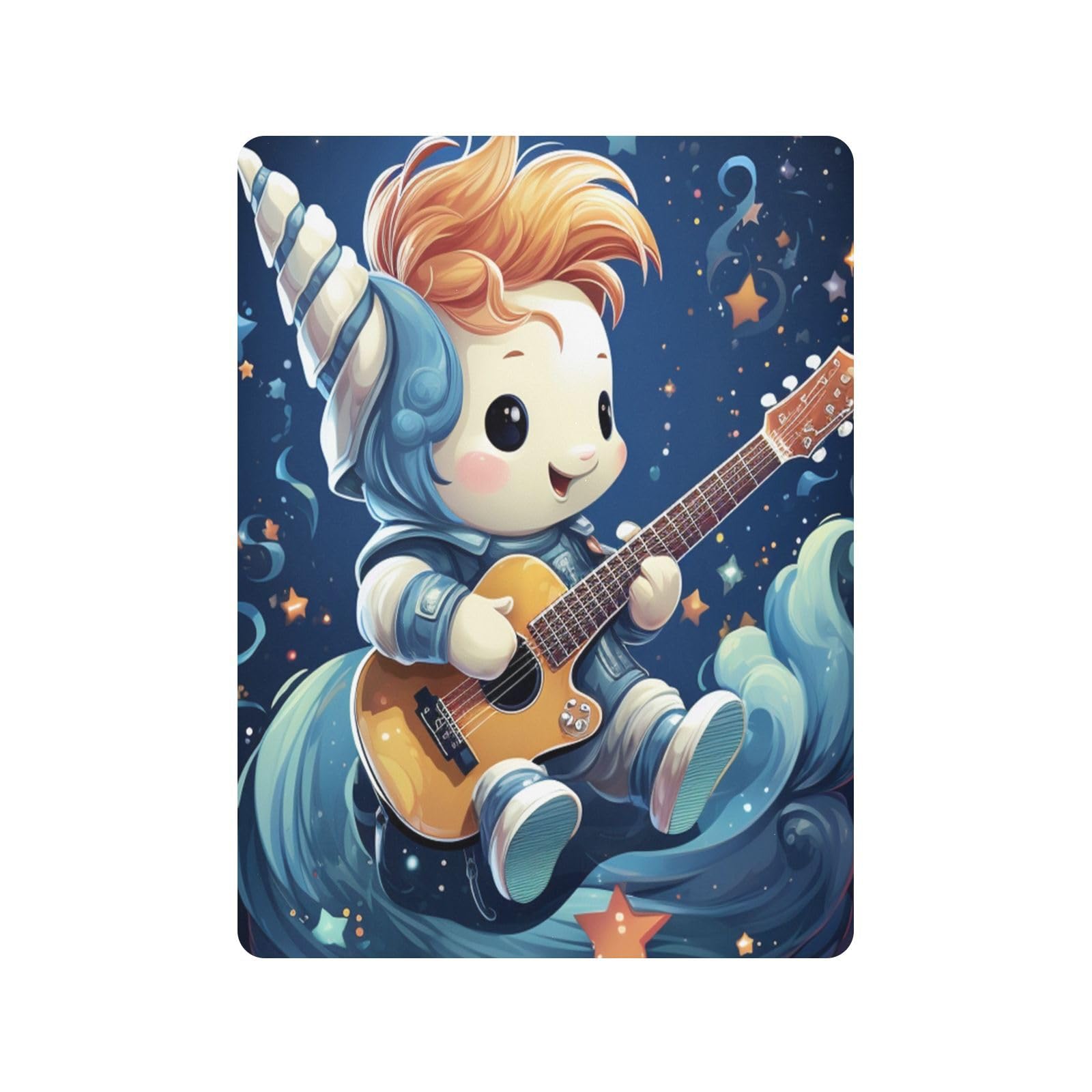 Estrella De Dibujos Animados Unicornio Guitarra Sábana de Cuna para Niños Pequeños,Sábanas de Algodón Suave para Bebés Aptas para Colchón Corralito