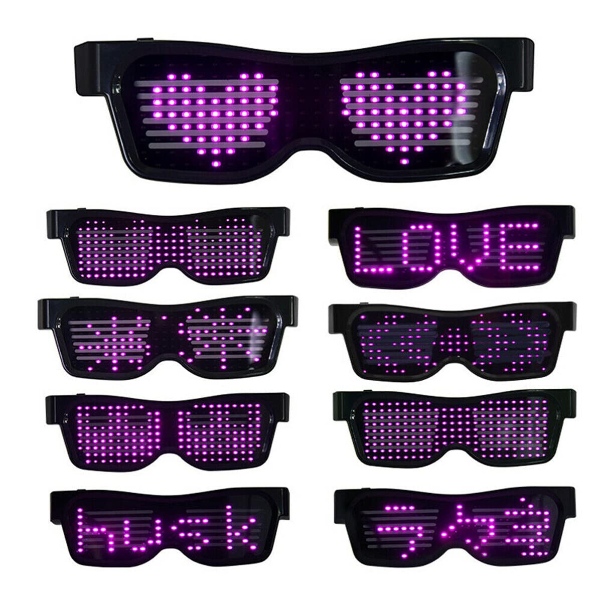 Led Glasses Light Up Glasses In Dark Flashing Led Sunglasses Luminous Glasses Cool Customizable Glasses for Nightclub Birthday Party Stage Festival Halloween Concert