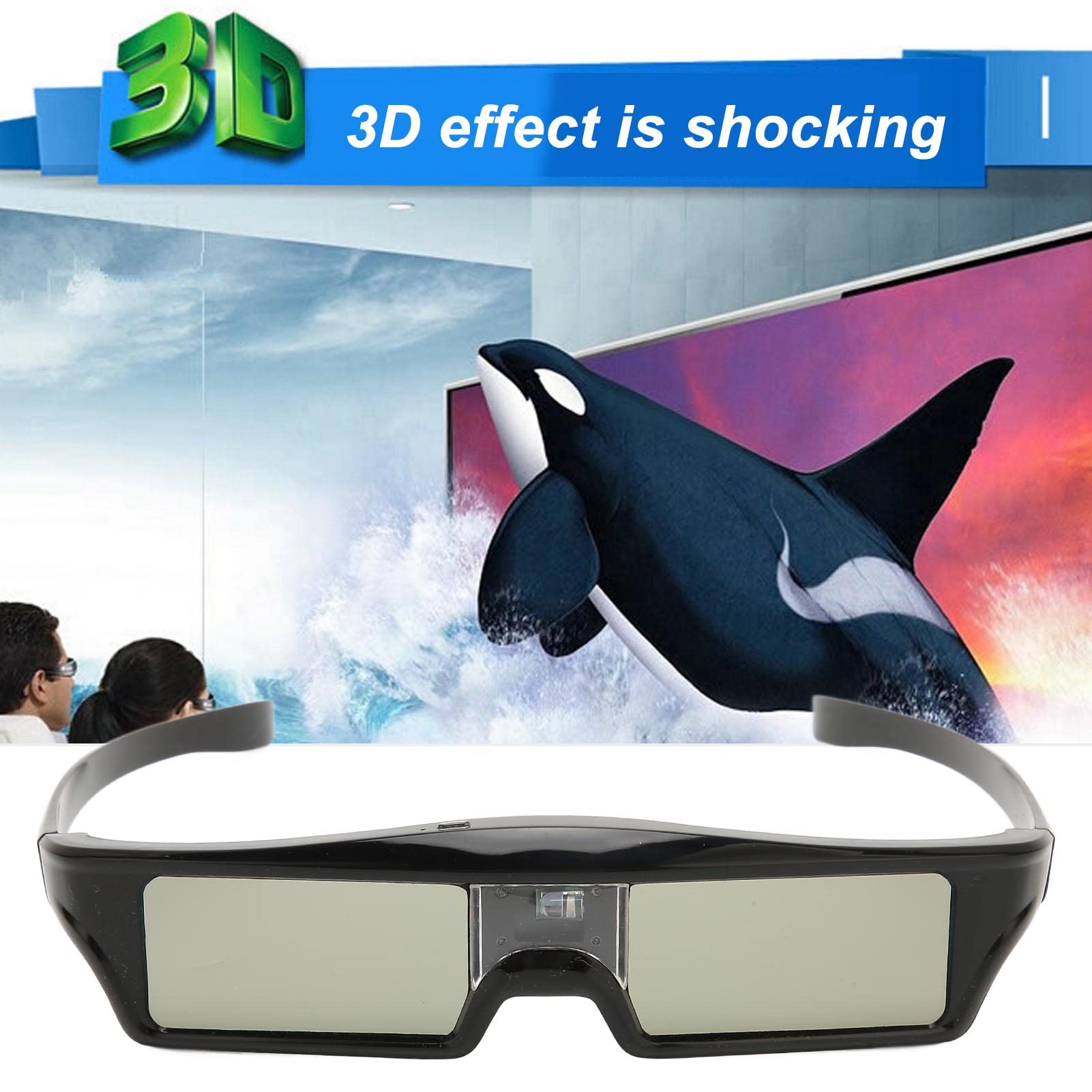 GOWENIC DLP Link 3D Glasses, Rechargeable 3D Active Shutter Glasses for All DLP Link 3D Projectors, Compatible with 96 to 144Hz, Built in Rechargeable Battery(KX30)