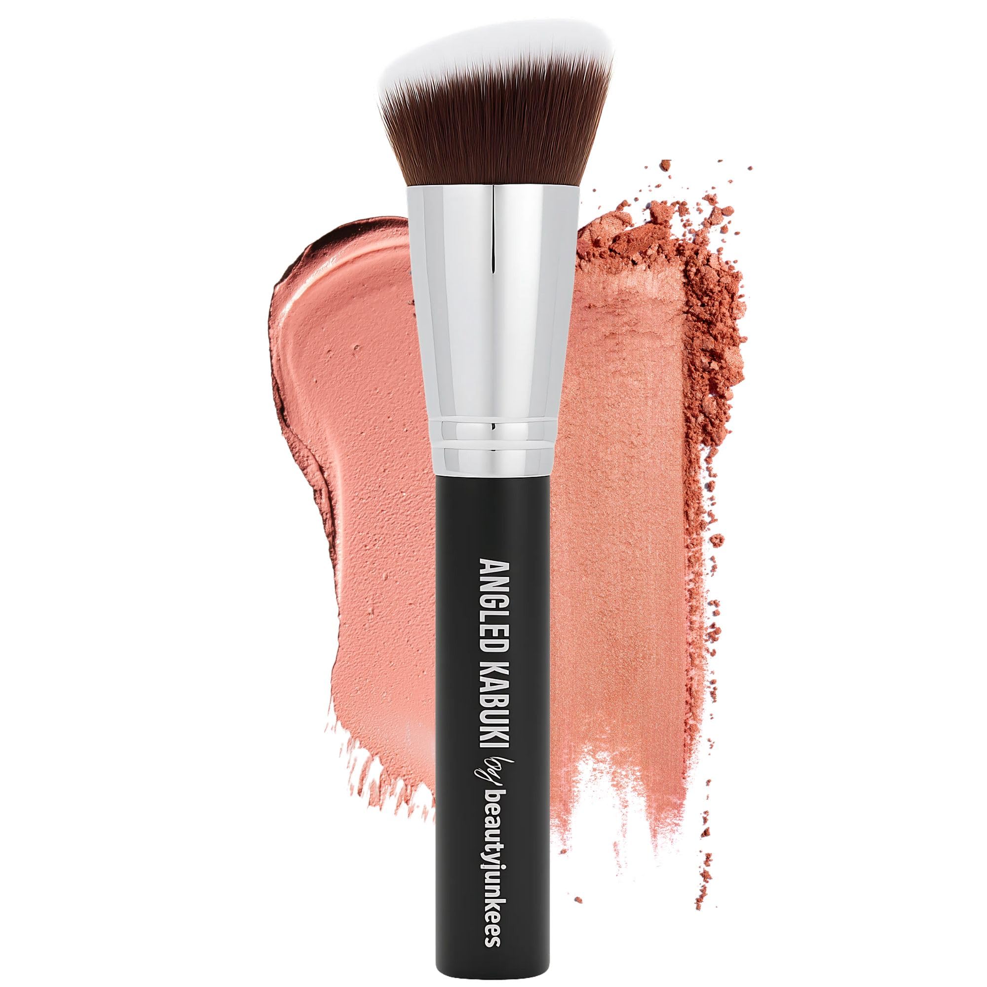 Beauty JunkeesBlush Brush Angled for Cheeks - Cream Blush Brush & Bronzer Brush for Liquid, Cream, Powder - Synthetic Bristles, No Shedding