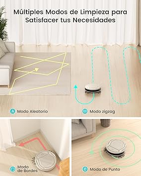 LEFANT Robot Aspirador 2200 Pa,120 Min Autonomía, Aspirador Robot 6 Modos de Limpieza, Evitar Enredos, Delgada, Silenciosa, WiFi/Alexa/App, Ideal para Pelo de Mascotas, Suelo Duro, M210 Pro Champán4