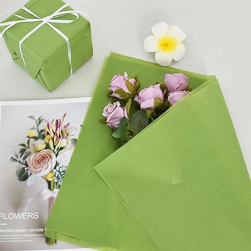 Miniatura 4 de BEISHIDA 100 hojas de papel de seda verde oliva a granel, papel de seda de envoltura para bolsas de regalo, papel de regalo de 14 x 20 pulgadas para