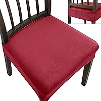 Vista 1 de Dining Chair Seat Covers Set of 6, Stretch Velvet Chair Seat Slipcovers Protector, Removable Washable Kitchen Chair Covers for Dining Room Chairs