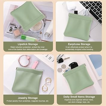 Organizer Pouch Waterproof,Leather Organizer for Inside Large Makeup Bag,Personalized Snap Closure Leather OrganizerPouch,Mini No Zipper Self-Closing Pocket Cosmetic Bag (#D)
