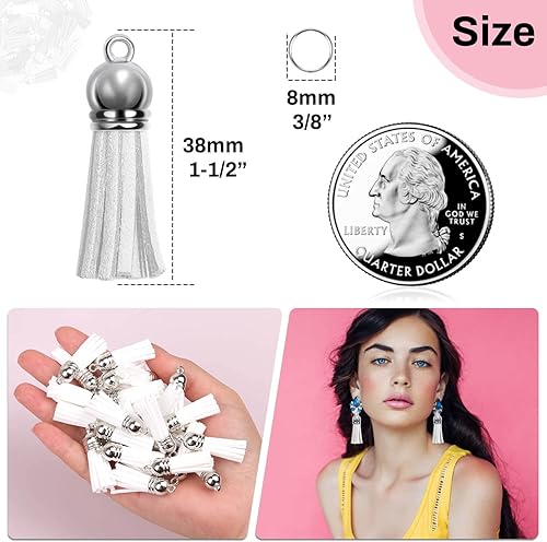 Vista 19 de Paxcoo - Borlas acrílicas para anillos de llavero o manualidades, 120 unidades Multicolor