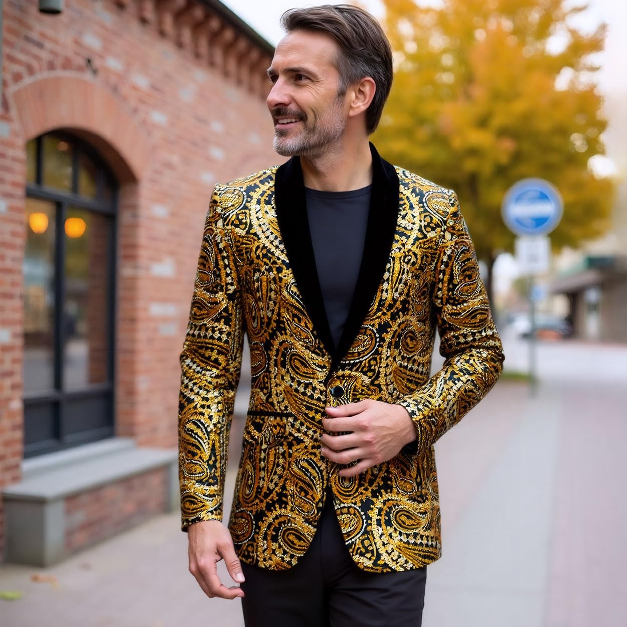 Men's Shiny Sequins Suit Jacket Classic Floral Suit Jacket Fashion,Suitable for Parties,Weddings,Banquets,Proms - Image 3