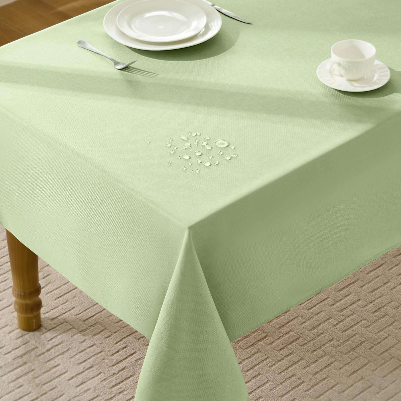FIBORIA Tischdecke Outdoor 140x240cm Abwischbare Tischdecken Beige Rechteckig aus 210 GSM Leinenoptik