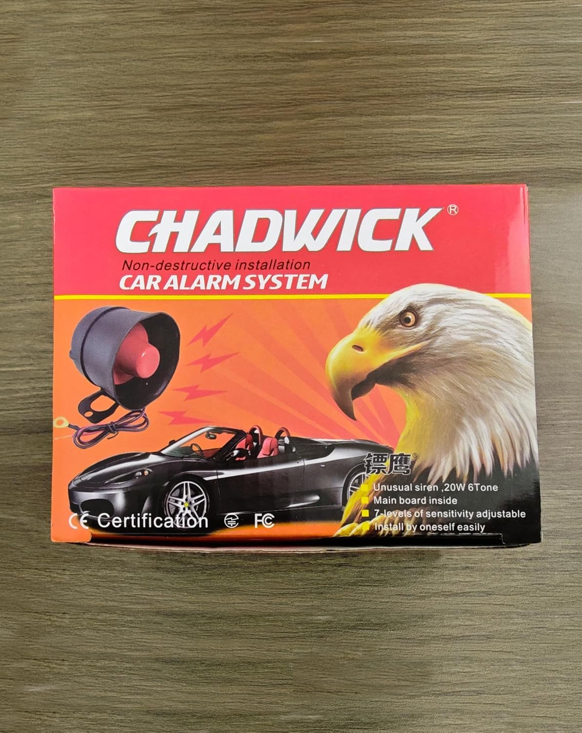 CHADWICK Sirène d'alarme de voiture, système de protection universel avec 2 télécommandes, sensibilité à 7 niveaux, 12 V, dispositif antivol, pas de filetage inclus, installation non destructive (CW