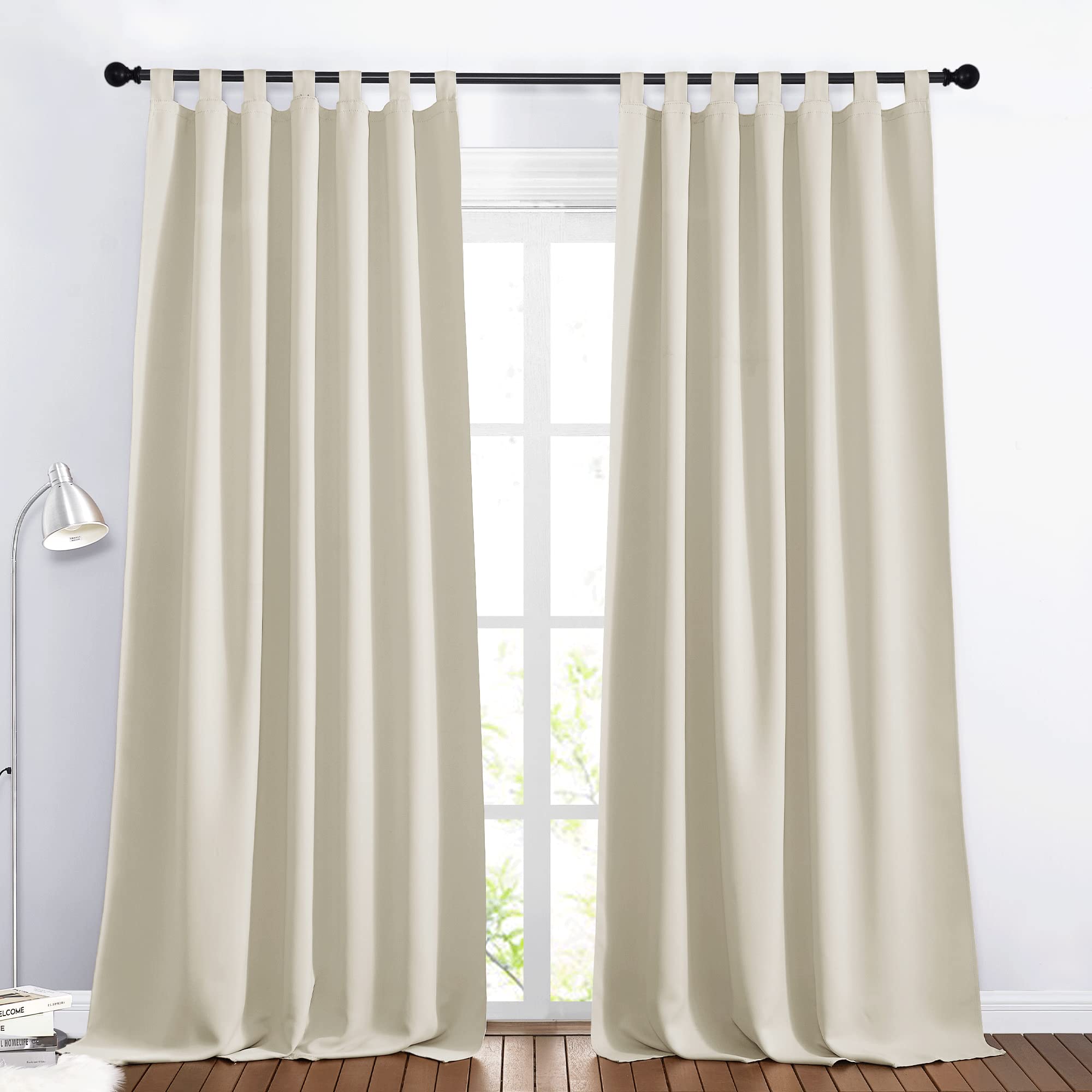 PONY DANCE Cortinas Termicas Aislantes Frio y Calor Opacas 2 Piezas, Cortinas Salon Modernas 140x245 CM Blackout Dormitorio con Trabillas, Beige Claro Global Recycled Standard Global Recycled Standard OEKO-TEX STANDARD 100 Global Recycled Standard