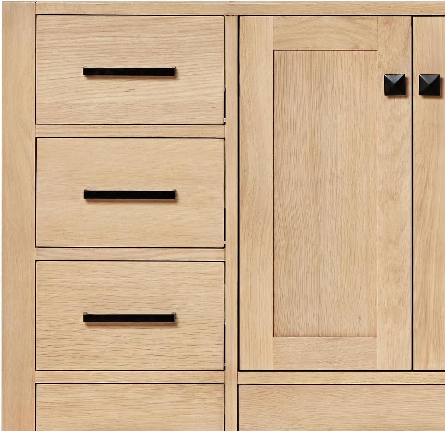 ARIEL Cambridge A037S-R-BC-MNB 36" Inch Single Right Offset Solid Hardwood Midnight Blue Bathroom Vanity Base Cabinet with Two Soft-Closing Doors and Five Self-Closing Drawers